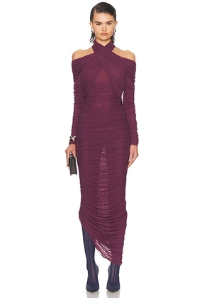Mugler Long Sleeve Dress in Antique Pink - Purple. Size 34 (also in 36, 40).