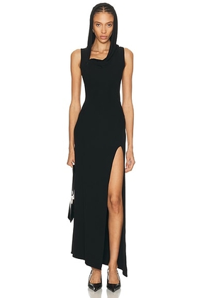 Mugler Hooded Gown in Black - Black. Size 34 (also in 36, 40).