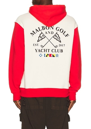 Malbon Golf Fesque Deck Hand Hoodie in Tofu & Red - Red. Size L (also in M, S, XL/1X).