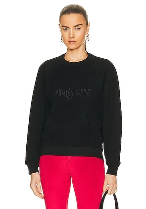 Saint Laurent Old School Logo Sweatshirt in Noir & Noir Brillant - Black. Size M (also in ).