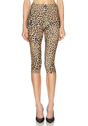 Norma Kamali Capri Legging in Cheetah Patch - Brown,Black. Size L (also in M, S, XS).