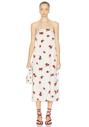 KHAITE Sicily Dress in Raspberry & Cream - Cream. Size 2 (also in 4, 6, 8).