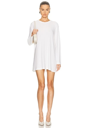 Norma Kamali Oversized Long Sleeve Mini Dress in Snow White - White. Size L (also in S, XS).