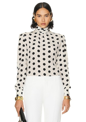Saint Laurent Turtleneck Blouse in Craie Noir - White. Size 42 (also in ).
