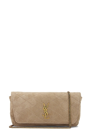 Saint Laurent Gaby Chain Phone Holder Bag in Matt Gold - Taupe. Size all.