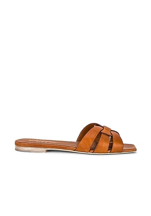 Saint Laurent Tribute Flat Sandal in Amber - Brown. Size 35 (also in 37).