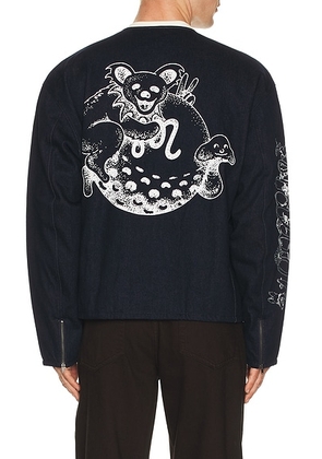 Malbon Golf x Grateful Dead Moto Jacket in Denim - Blue. Size L (also in M, S, XL/1X).