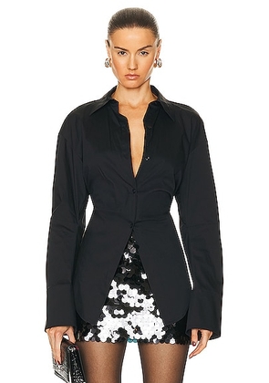 SIMONMILLER Loch Button Up Shirt in Black - Black. Size L (also in M, S, XS).