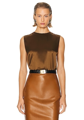Saint Laurent Silk Top in Brun Chene - Cognac. Size 34 (also in 36, 42).