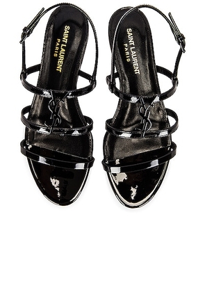 Saint Laurent Cassandra Flat Sandal in Nero - Black. Size 36.5 (also in 37, 37.5, 38).