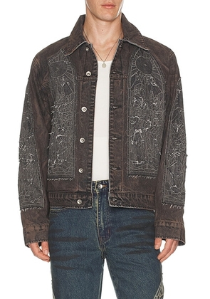 Who Decides War by Ev Bravado Mechanic Trucker Jacket in Coal - Black. Size L (also in M, S, XL/1X).