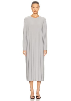 Norma Kamali Oversized Long Sleeve Midcalf Dress in Grey - Grey. Size L (also in M, S, XS).