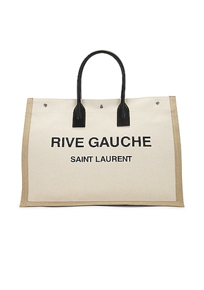 Saint Laurent Rive Gauche Tote in Off White & Black - White. Size all.