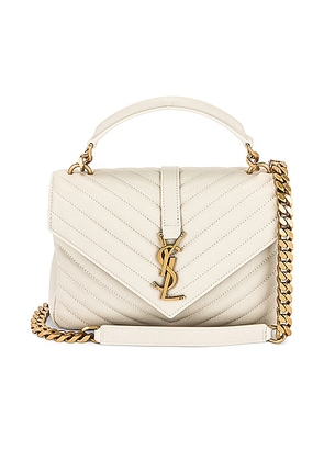 Saint Laurent Medium College Chain Bag in Blanc Vintage - Cream. Size all.