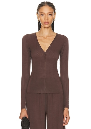 Negative Underwear Whipped Henley in Espresso - Brown. Size XL/1X (also in ).