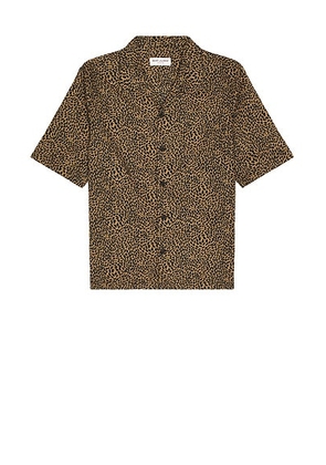 Saint Laurent Hawaii Short Sleeve Shirt in Black & Camel - Tan. Size M (also in ).