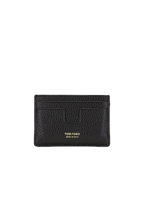 TOM FORD Soft Grain Leather T Line Classic Card Holder in Black - Black. Size all.