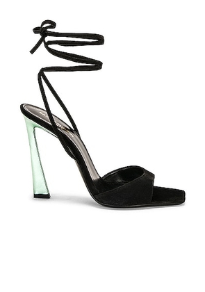 Saint Laurent Vitti Wrap Around Sandal in Nero & Hope Green - Black. Size 39 (also in 40).