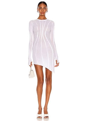 SAMI MIRO VINTAGE Asymmetric Baby Rib Mini Dress in White - White. Size M (also in S, XL, XS).