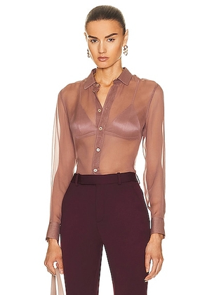Saint Laurent Silk Blouse in Rose Des Bois - Mauve. Size 34 (also in 36, 40).