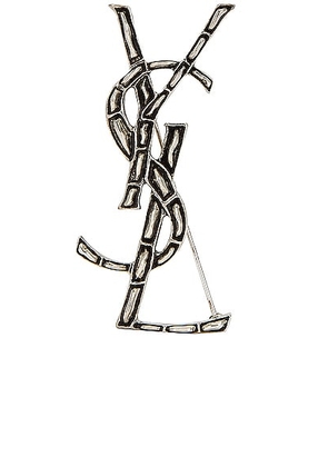 Saint Laurent Opyum Textured Croco Brooch in Argent Oxyde - Metallic Silver. Size all.