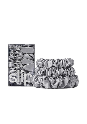 Slip Assorted Scrunchies Set Of 3 in Silver - Metallic Silver. Size all.