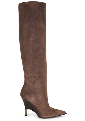 KHAITE Bella Knee High Boot in Ebano - Brown. Size 36.5 (also in 38, 38.5).