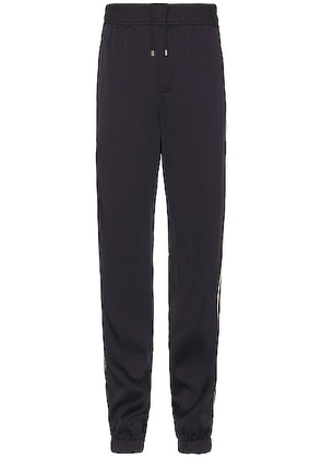 Saint Laurent Satin Detail Piping Sweatpants in Marine Force - Navy. Size 48 (also in 50, 52).