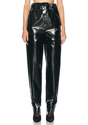 Saint Laurent Tapered Leather Pant in Noir & Kaki - Black. Size 36 (also in 38, 40, 42).