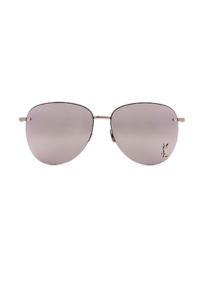 Saint Laurent SL 328/K M Sunglasses in Shiny Silver - Metallic Silver. Size all.