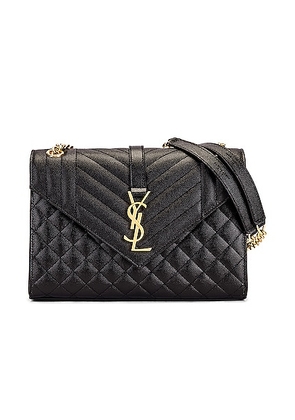 Saint Laurent Medium Tri-Quilt Envelope Chain Bag in Nero & Nero - Black. Size all.