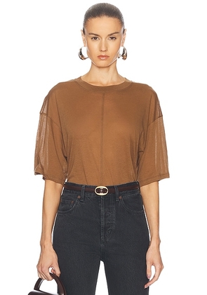 Saint Laurent Short Sleeve T-shirt in Caramel - Brown. Size S (also in ).