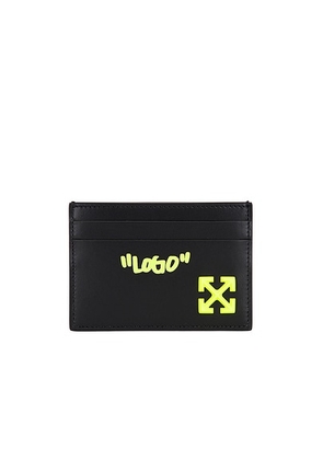 OFF-WHITE Jitney Quote Card Case in Black & Yellow - Black. Size all.