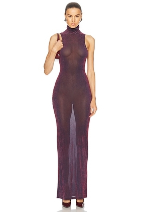 PRISCAVera Turtleneck Maxi Dress in Sugar Plum - Burgundy. Size L (also in M, S).