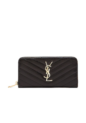 Saint Laurent Monogramme Zip Wallet in Black - Black. Size all.
