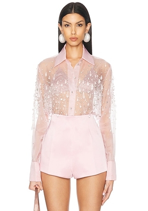 Retrofete Aubriella Embellished Shirt in Earl Rose - Pink. Size M (also in L, S, XS).
