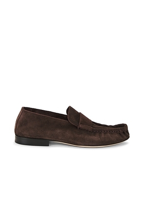 The Row Soft Mocassin in Lacquer Brown - Brown. Size 38.5 (also in 36).