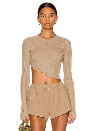 SAMI MIRO VINTAGE Asymmetric Long Sleeve Tee in Taupe - Taupe. Size L (also in M, XL, XS).