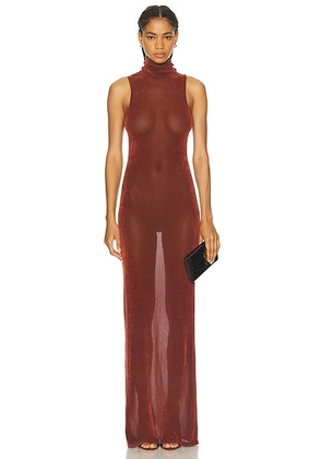 PRISCAVera Turtleneck Maxi Dress in Brick - Brick. Size S (also in ).