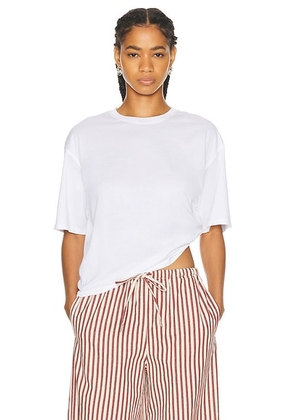 SPRWMN Oversized Cropped Boxy Tee in White - White. Size L (also in M, S).