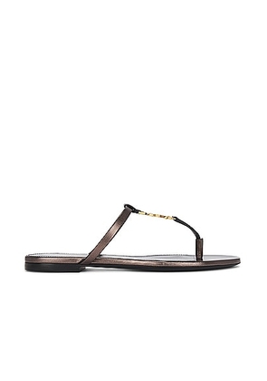 Saint Laurent Cassandra Flat Slide in Metal Brown - Metallic Bronze. Size 36 (also in 36.5, 37, 38, 38.5, 39.5, 40, 41).