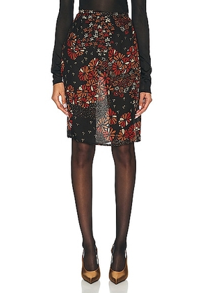Saint Laurent Floral Skirt in Noir Multicolor - Black. Size 36 (also in 38, 40, 42).