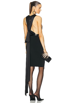 Saint Laurent Satin Drape Tank Top in Noir - Black. Size 36 (also in 38, 40, 42).