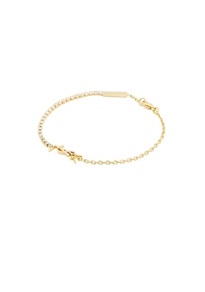 Saint Laurent Cable Chain Bracelet in Dore & Crystal - Metallic Silver. Size L (also in M).