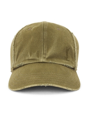Saint Laurent Washed Denim Cap in Khaki - Olive. Size 57 (also in ).