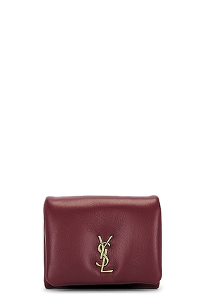 Saint Laurent Calypso Compact Wallet in Rouge Merlot - Brick. Size all.
