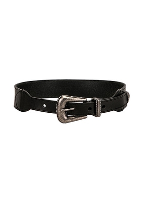 Saint Laurent Folk Buckle Belt in Nero - Black. Size 90 (also in 65, 75).