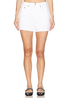 RE/DONE Mid Rise Boy Short in White - White. Size 30 (also in 31, 32).