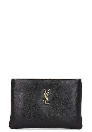 Saint Laurent Small Calypso Zipped Pouch in Noir - Black. Size all.