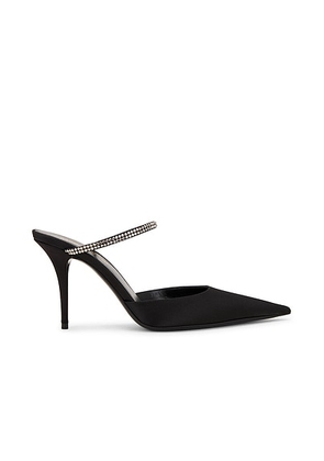 Saint Laurent Killer Mule in Nero & Crystal Velvet - Black. Size 37 (also in 37.5, 38, 41).